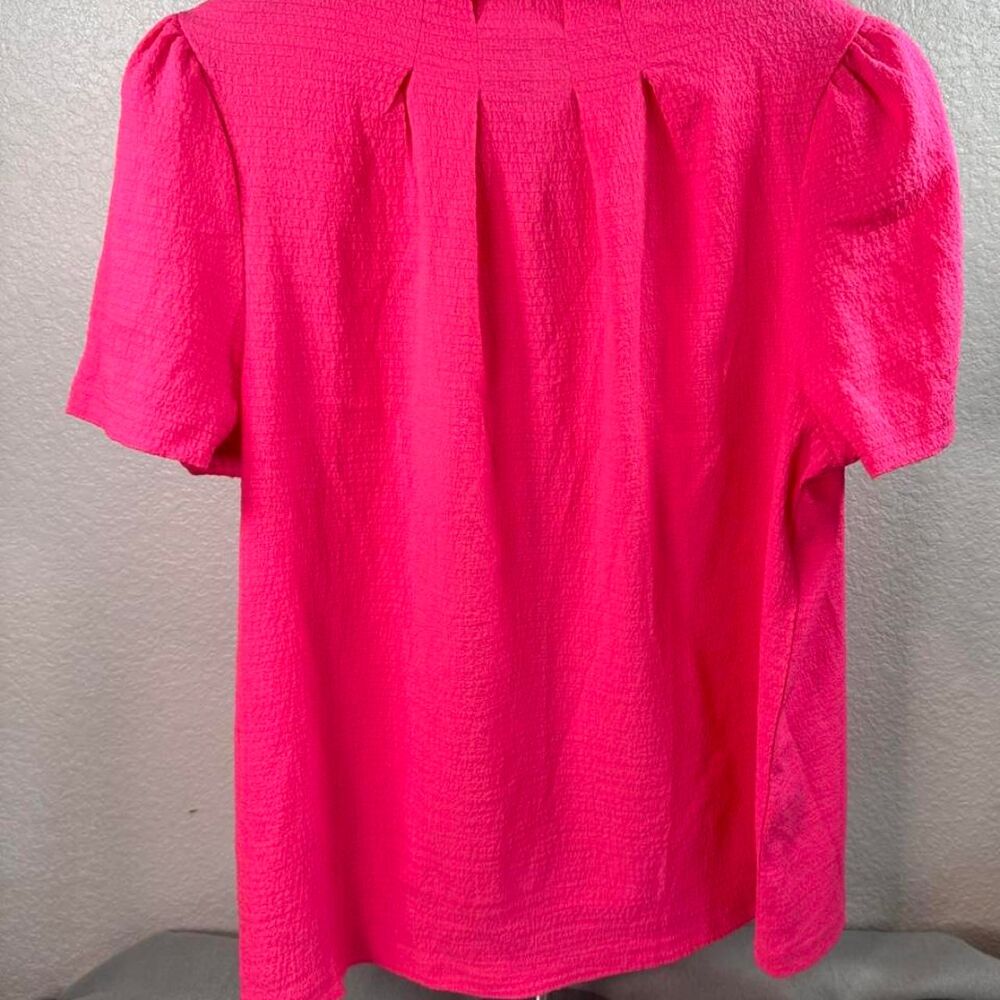 SHEIN Hot Pink Flowy Blouse Women's XL Short Sleeve Summer Top